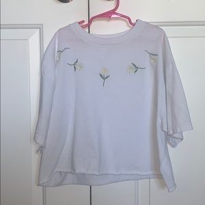 brandy melville white flower top